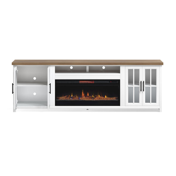 Laurel Foundry Modern Farmhouse Brixham 97" Fully Assembled TV Stand with Electric Fireplace